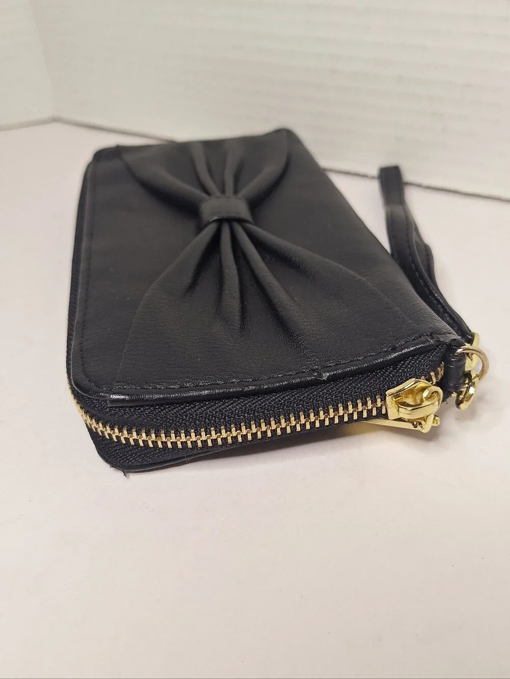 Women Cute Bow Long Faux Leather Zip Around Wallet Purse Credit Card Holder